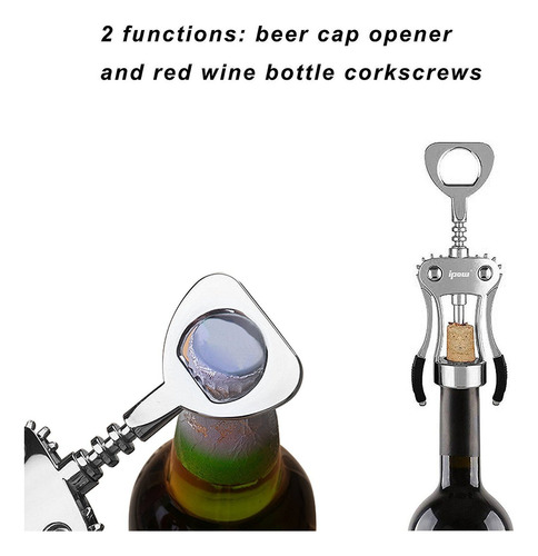 Botella Ipow Acero Inoxidable Vino Tinto Cerveza Abridor Ala