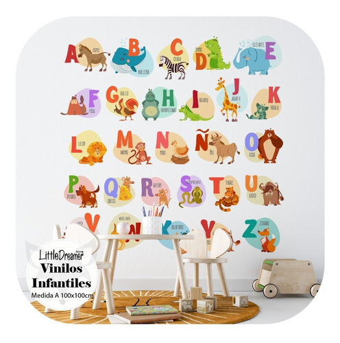 Vinilo Decorativo Infantil Didácticos Letras Abc Pc13a 100cm