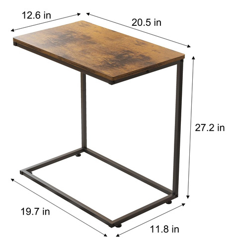 Mesa C 20.5 Marrón Rústica Con Pies Ajustables