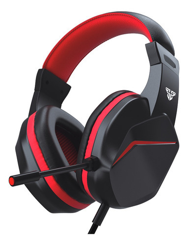 Auriculares Gamer Fantech Hq54 Mars Ii, negro/rojo, color negro