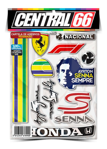 Cartela Resinada Adesivo 28cm Senna Igual Camisa Camiseta