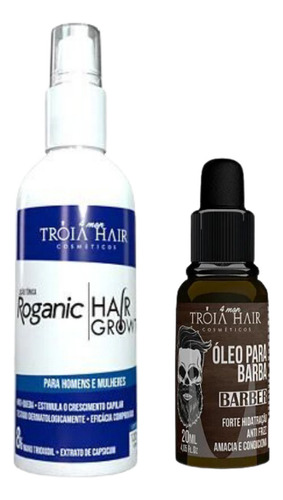 Tônico P/ Crescimento 120ml + Óleo De Barba 20ml Tróia Hair