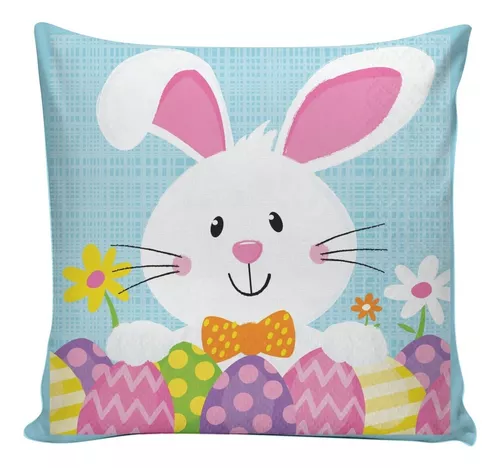 Funda de cojín decorativa de 45 x 45 cm con gran nudo de Pascua  Cushiona_KIT-01_Knot-White