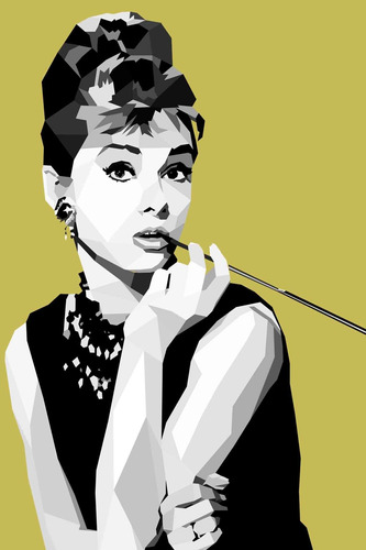 Cuadro 50x75cm Audrey Hepburn Mujeres Hermosas Mostaza Arte