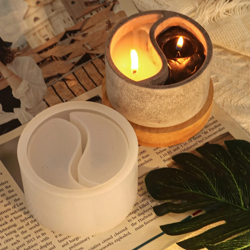 Molde De Silicona Concrete Taichi Candle Cup Diy Yinyang Gyp