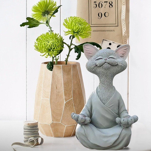 Estatua De Gato De Buda Negro Caprichoso Gato Feliz