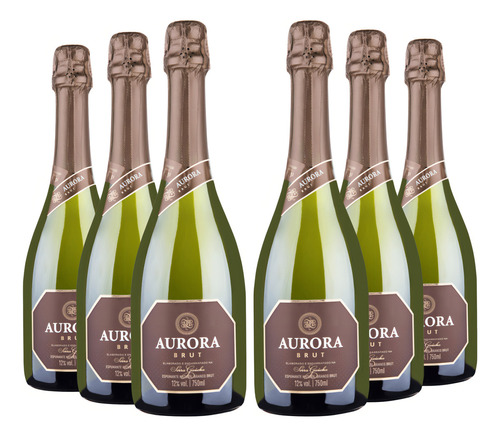 Kit 6 Espumantes Aurora Branco Brut, 6x750mlAurora 750 ml