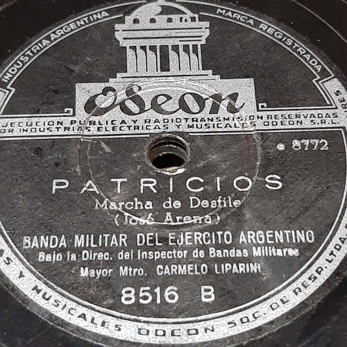 Pasta Banda Militar Ejercito Argentino Liparini Odeon C313