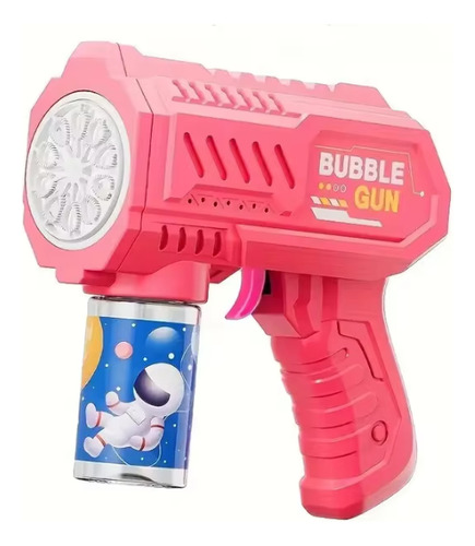 Burbujero Automático Pistola Space Bubble Gun Con Luz A Pila Rosa