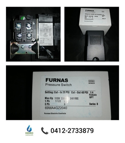 Presostato Furnas 20/40 30/50 40/60 80/105 Psi