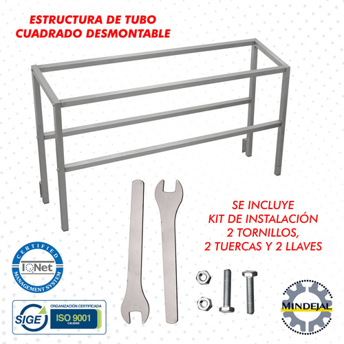 Mesa Con 14 Insertos 1/4 Incluye Tapas Transparente Mindejal Color Gris