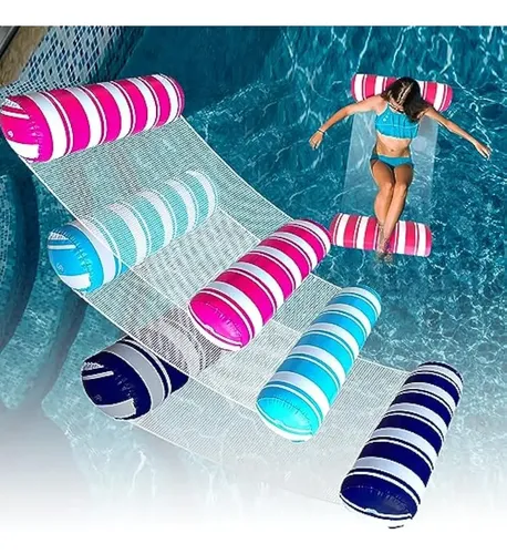 Flotador De Piscina Tipo Hamaca Para Adultos – 127x70 Cm De PVC Y Nailon Con Respaldo Elástico – Capacidad De 100 Kg – Ideal Para Playa, Lago Y Río