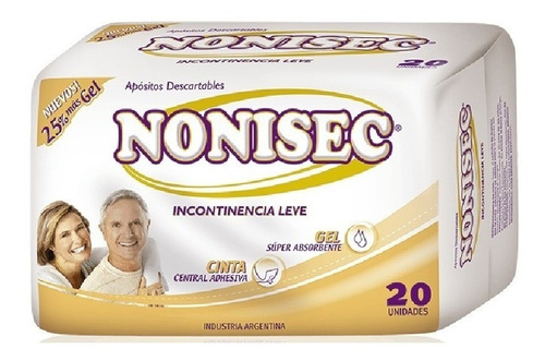 Apósito Para Incontinencia Leve Con Gel Nonisec Pack 20un