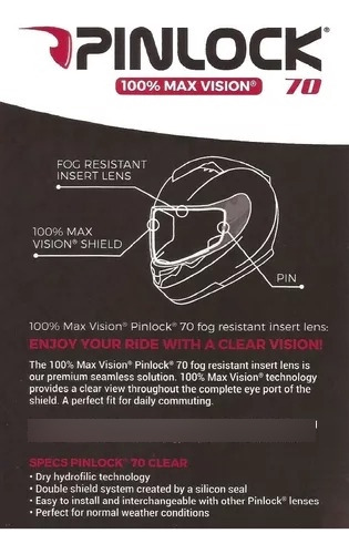 Pinlock Axxis Casco V-18 X Road Nukem Ronnin X Road Dekers