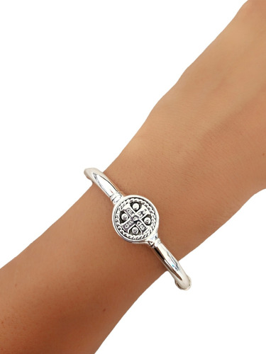 Pulsera Esclava Con Bisagra De Plata 925 San Benito