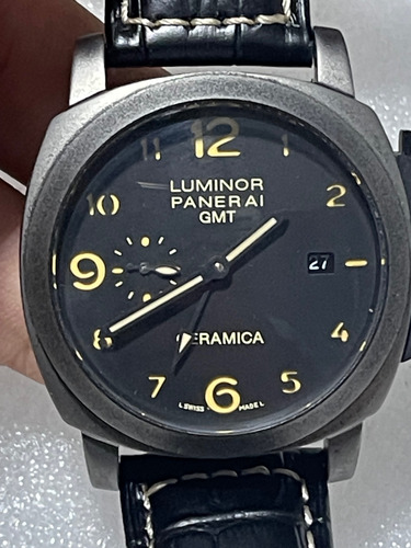 Reloj Panera.i Lumino.r 3 Days 1950 Gmt 44mm Automático Negr Negro Negro Negro (Usado)