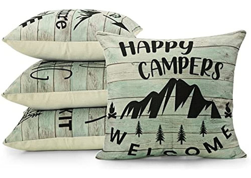 Camping Happy Camper Fundas De Almohada Cojines Decorativos 