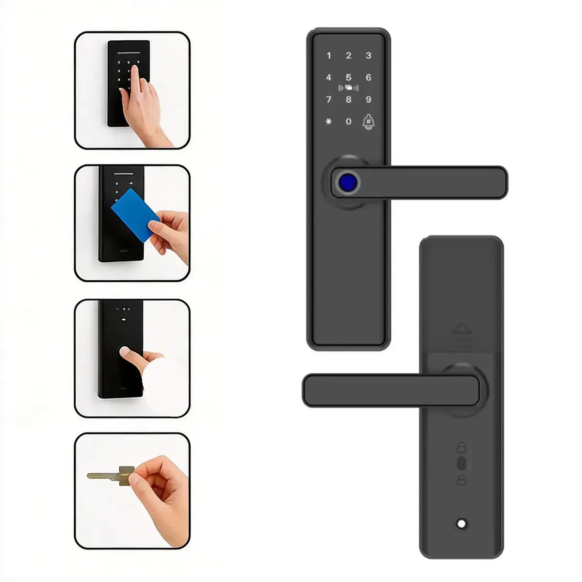 Fechadura Eletrônica Digital Com Biometria, Senha, Tag E Chave Touch Anti-espião Inteligente Preta Para Porta (casa/apartamento/hotel) Preto