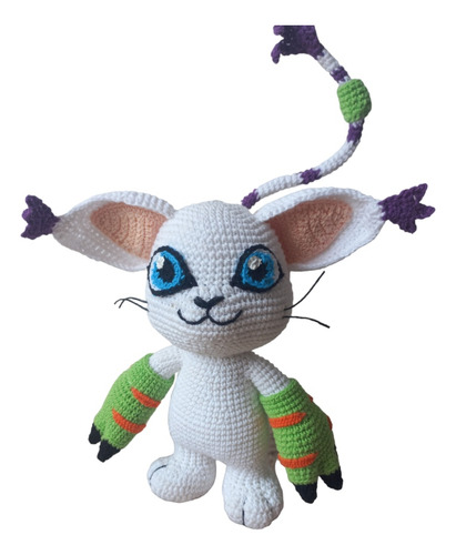 Amigurumi Gatomon Digimon Muñeco Tejido Al Crochet 