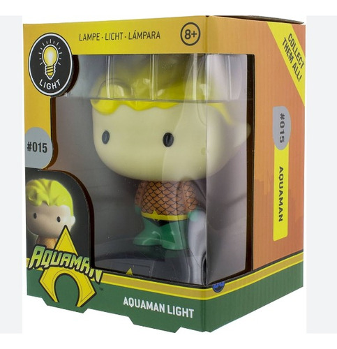 Lámpara 3d Aquaman Estructura Negro Pantalla Amarillo