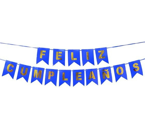 Banderín Festón Feliz Cumpleaños Azul Fiesta