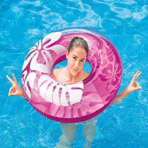 Flotador Inflable De Dona Naranja Flores Niñas Intex 59251 Morado