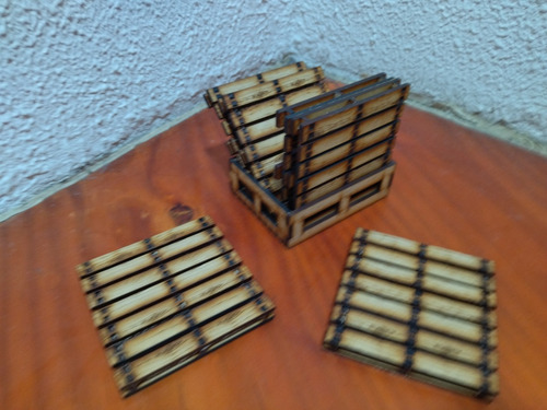 6 Portavasos Forma Tarima De 9 X9 Cms