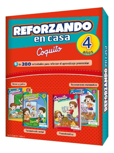 Pack 4 Libros Coquito Reforzando En Casa 4 Años Aprendizaje