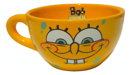 Tazon Bob Esponja Ceramica +cucharita