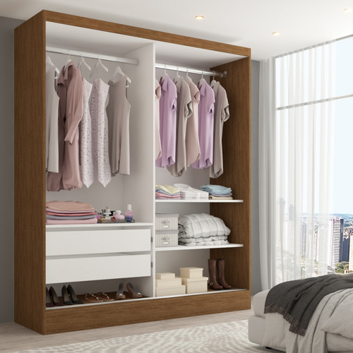 Guarda-roupa Solteiro Istambul 2 Portas Naturale Tx - Pm Cor Marrom
