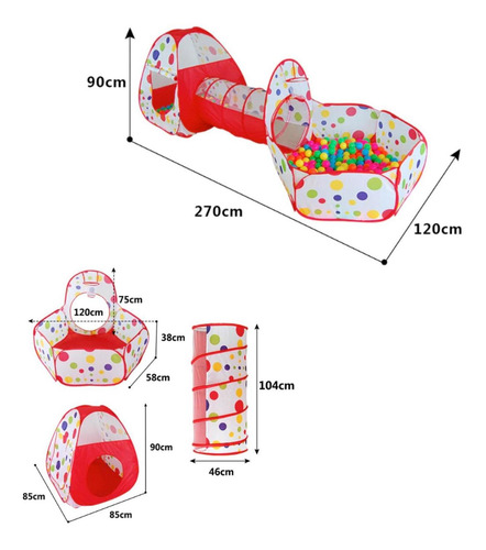 Imagen 6 de 9 de Carpa Piscina Castillo Túnel Plegable Infantil Niños