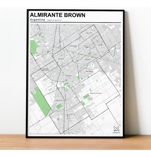 Mapa Partido De Almirante Brown 80cmx61cm