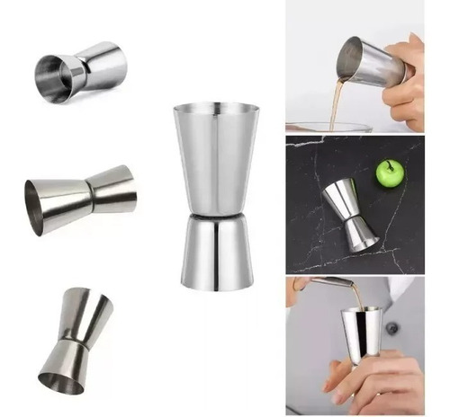Dosador Duplo Inox 25ml / 50ml Copo Medidor Bebidas Drinks