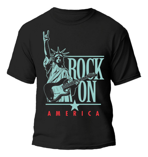 Remera Rock On America Ny Diseño 100% Algodón