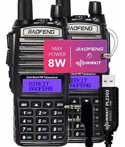 Paquete 2pc Mirkit Baofeng Radio Uv-82 Mk5 8 Vatios Mp Poten