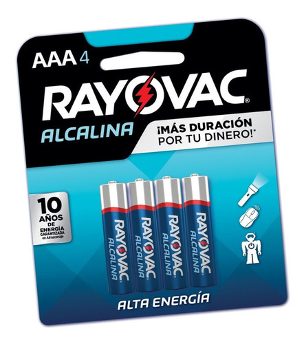 Pilas Alcalinas Aaa Rayovac Pack 4 Pilas De Alta Energia