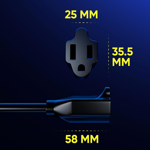 Cable De Extensión Plano Giratorio De 15 Pies 14 Awg Con 3 C