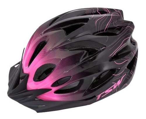 Capacete Feminino Tsw Sinalizador Traseiro Tam.m 54/58 Cm Cor Preto/Rosa Tamanho G