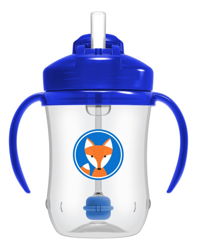 Vaso De Transición Con Cañita 9oz Color Azul