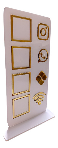 Placa Para Qr Code Pix, Insta, Whatsapp E Wi-fi Fundo Branco