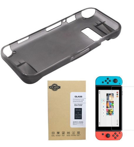 Nintendo Switch Carcasa Tpu Silicona + Mica Vidrio Templado 