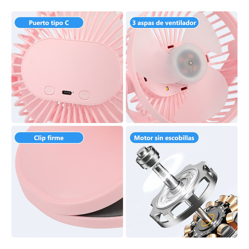 Sa De Ventilador De Escritorio Con Luz 5 Velocidades