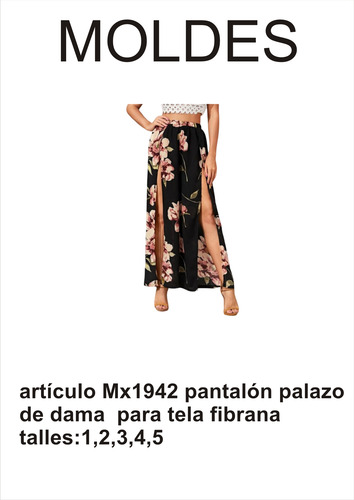 Moldes Patrones Pantalón Palazo De Dama Tela Fibrana Textil 1,2,3,4,5