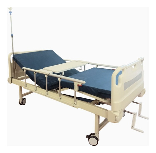 Cama Manual Hospitalaria Acero Tobular C/accesorios Mobicare Color Azul Acero