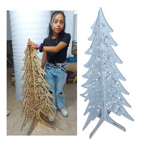 Árbol De Navidad Minimalista  120 Cm De Alto Mdf  Blanco