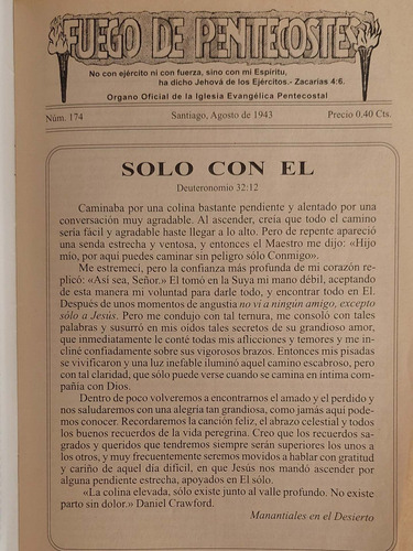 Revista Fuego De Pentecostes N° 174 Agosto De 1943