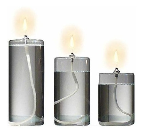 Juego De 3 Velas Recargables De Vidrio Rellenable Con Pilar