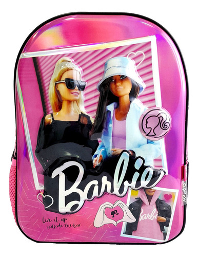 Mochila Escolar 14 Pulgadas, Espalda, Barbie, Wabro, 12997 Color Rosa Diseño De La Tela Barbie