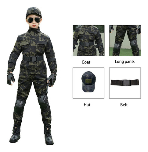 Traje Deportivo Táctica Militar Outdoor Camuflaje Para Niño