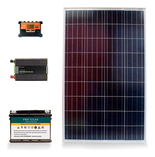 Kit Solar Con Inversor De 1000w Panel Bateria 65a Energia 3x